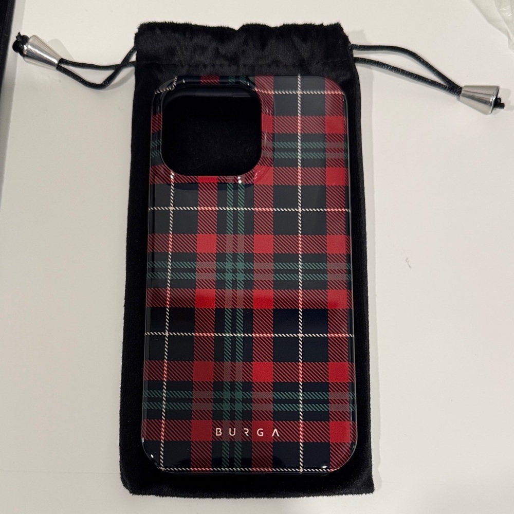 BURGA Red and Black Plaid iPhone Case: 15 Pro Max